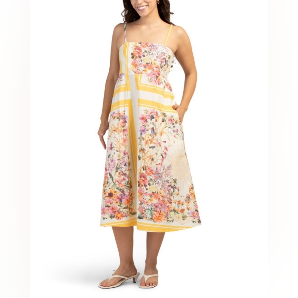 NWT - Bellambra Made in Italy Cotton Multi Floral Midi Dress - Size L